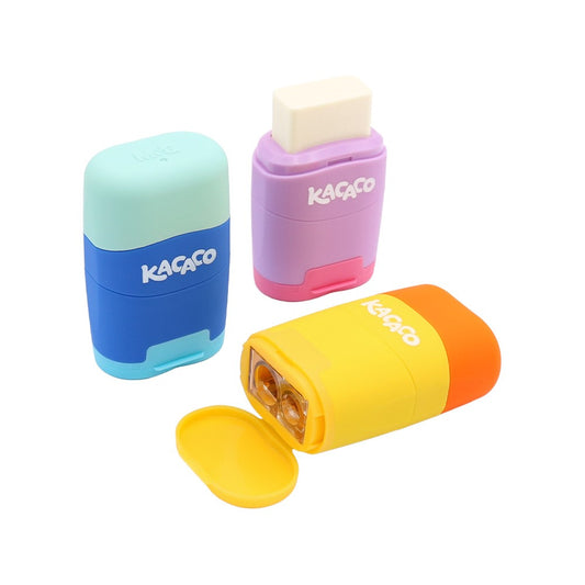 M&G Chenguang KACACO 2-in-1 Pencil Sharpener & Eraser – Dual-Hole Sharpener with Built-in Eraser, Portable School Stationery - 1pcs - No: APS912J2