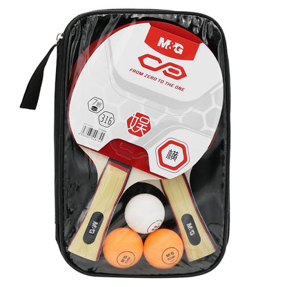 M&G Table Tennis Racket Set – 2 Paddles + 3 Balls + Carry Case, Indoor & Outdoor Ping Pong AST09316 | SKU: 6936965448745