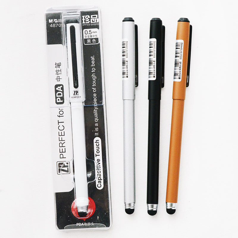 قلم جل معدني وقلم لمس سعوي - أسود - 0.5 مم - رقم: 48701-1 قطعة