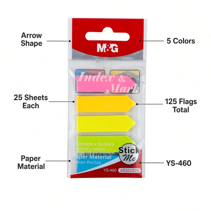 M&G Chenguang Index & Mark Sticky Page Flags – 5 Colors, 25 Sheets Each – Paper Material – No: YS-460