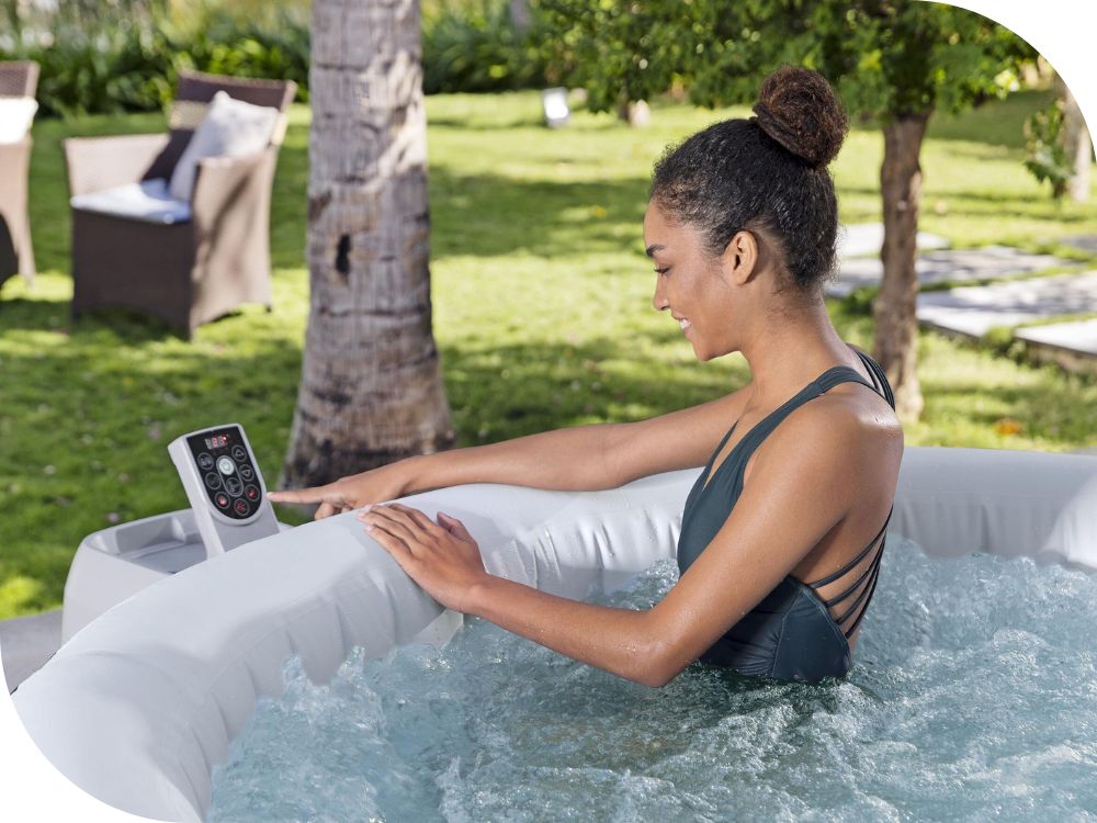 Bestway  4-6 People Tub 1.96m X 66cm Round Dark Green Miami Energy Saving Wave - No:6001D