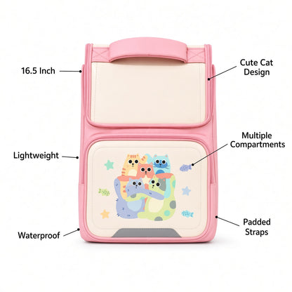 M&G Chenguang 16.5-Inch Kids School Backpack – Lightweight Waterproof School Bag with Cute Cat Design - No: ABB904R7A