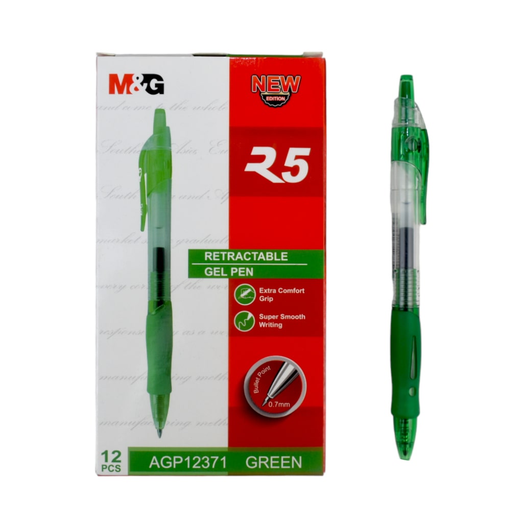 M&G Chenguang  R5 Retractable Gel Pen 0.7mm – Smooth Gel Ink Ballpoint Pen with Soft Rubber Grip – 1 pcs - No:AGP12371