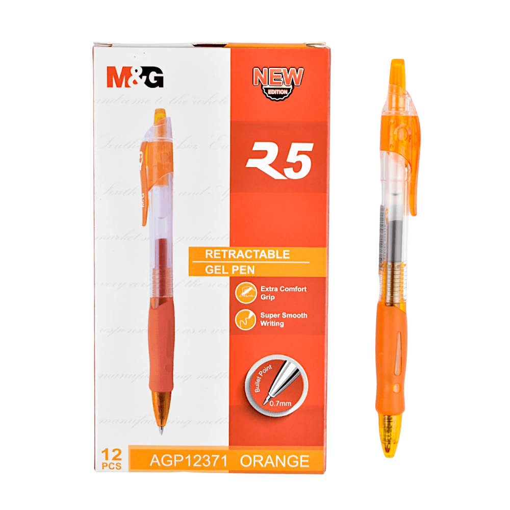 M&G Chenguang  R5 Retractable Gel Pen 0.7mm – Smooth Gel Ink Ballpoint Pen with Soft Rubber Grip – 1 pcs - No:AGP12371