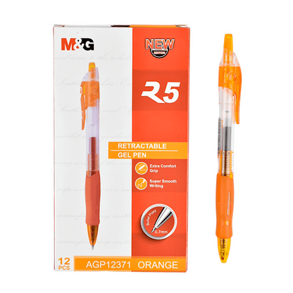 M&G Chenguang  R5 Retractable Gel Pen 0.7mm – Smooth Gel Ink Ballpoint Pen with Soft Rubber Grip – 1 pcs - No:AGP12371