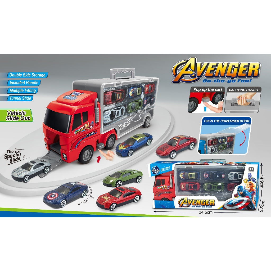 Toy truck, Avenger "On-the-go Fun!" Transport Truck Playset  children's toy large container truck - 7 Pcs - No:2-627