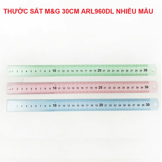 M&G Chenguang Colored Metal Ruler, Precise Measuring, 30cm, Non-Slip Design - No:ARL960DL