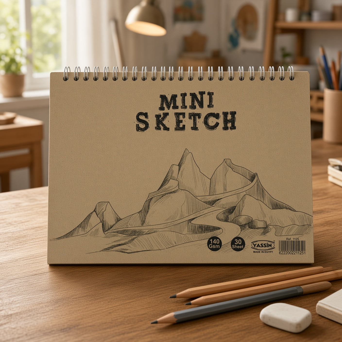 Yassin Mini Spiral Sketch Drawing Notebook White Paper  – 30 Sheets, 140 GSM, 21 × 15 cm - Size : A5 - No:1125