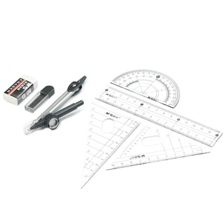 M&G Chenguang  8-Piece Geometry & Drawing Set with Compass, Ruler, Set Squares & Protractor – No: ACSN1329