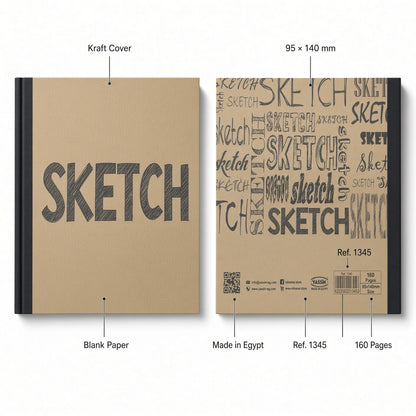 Yassin A6 Creative Sketchbook 160 Pages – Blank Drawing & Sketching Notebook – 95 × 140 mm - No: 1345