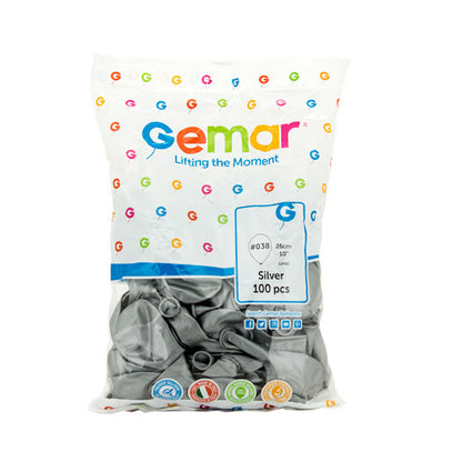بالون فضي 26 سم GM90 - 100 قطعة 