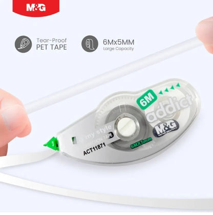 M&G Chenguang Addict Correction Tape,6m x 5mm for Clean and Precise Writing Fixes - No:Act11871