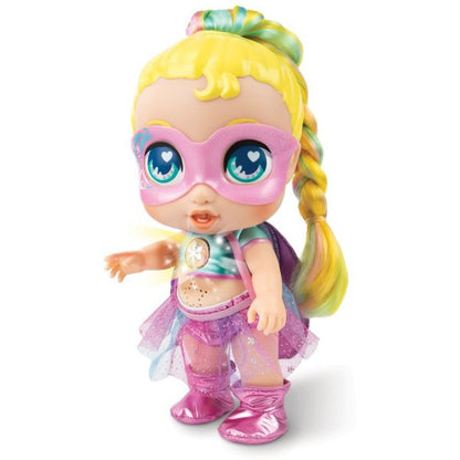 دمية رائعة فائقة الجمال مع حيوان أليف، فستان لامع، شعر أشقر، قوة خارقة - رقم: SC042A2