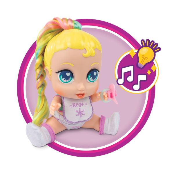 دمية رائعة فائقة الجمال مع حيوان أليف، فستان لامع، شعر أشقر، قوة خارقة - رقم: SC042A2