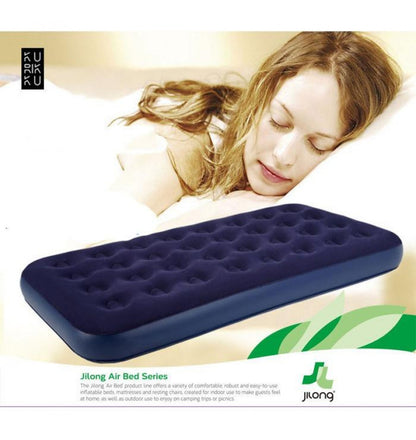Jilong Flocked Coil Beam Blue Twin Inflatable Mattress 191x99 x22cm - No:20334