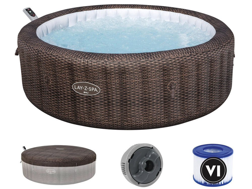 Bestway Lay-Z-SPA Bali Max Hold Energy Sense Ultra Fit Smart AirJet Rattan Round 2.16mx71cm WITH Built-in Intelligence - No:6001P