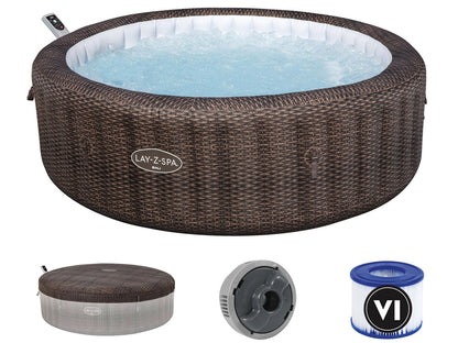 Bestway Lay-Z-SPA Bali Max Hold Energy Sense Ultra Fit Smart AirJet Rattan Round 2.16mx71cm WITH Built-in Intelligence - No:6001P