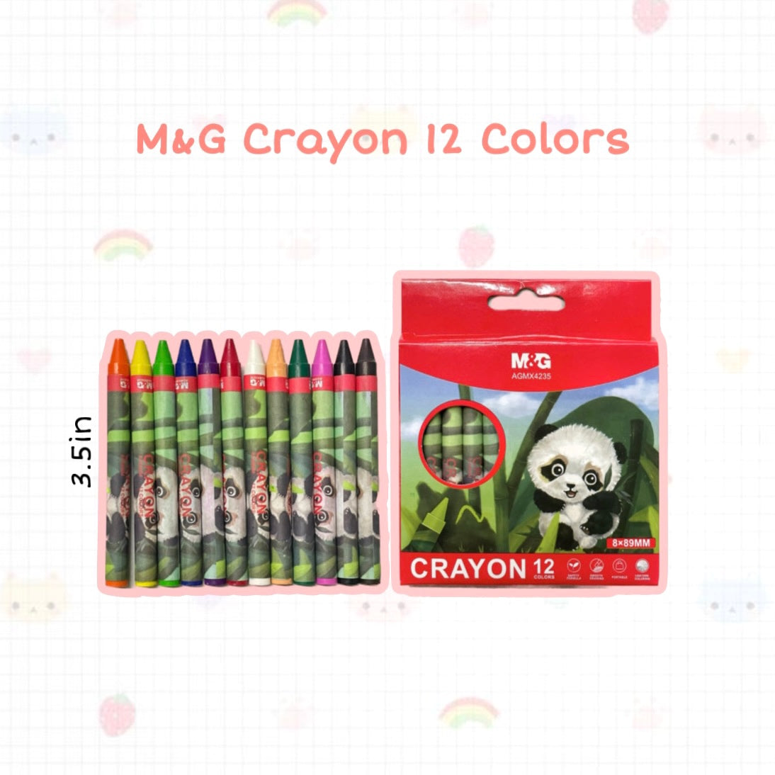 M&G Chenguang Short Panda Wax Crayon set of 12colors - No:AGMX4235
