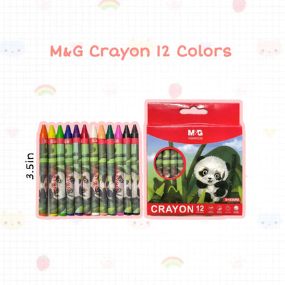 M&G Chenguang Short Panda Wax Crayon set of 12colors - No:AGMX4235