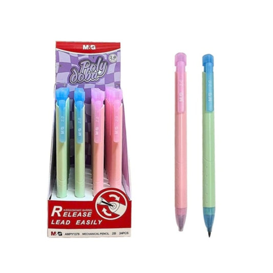 قلم رصاص ميكانيكي M&amp;G Chenguang 2B، سن 2.0، جسم مثلث، طرف مزود بفتحة للبري - رقم: AMPY1378