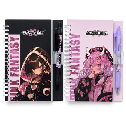 Yassin Pink Fantasy A6 Spiral Notebook with Matching Pen, 96 Sheets, 60 GSM – Stylish Compact Notebook for School, Work & Everyday Notes - No:1333