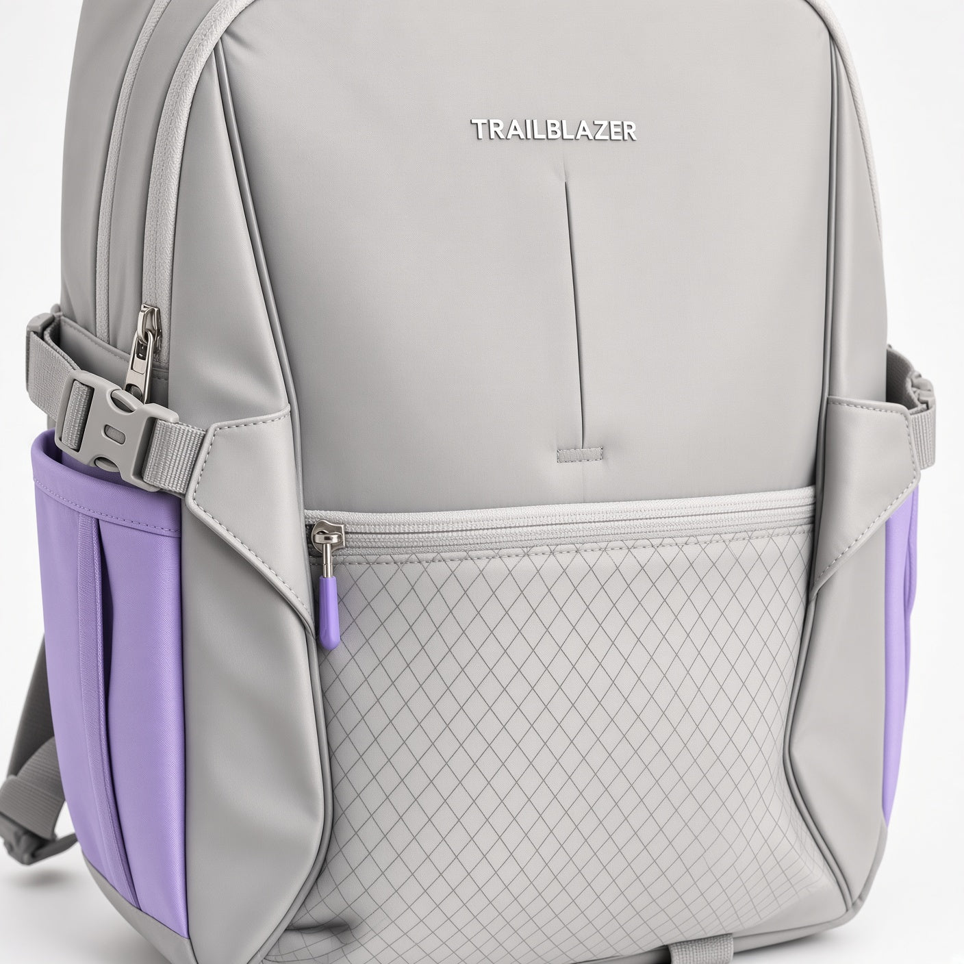 M&G Chenguang Trailblazer 18-Inch School Backpack – Lightweight, Comfortable & Water-Resistant, Grey & Purple - No: ABB904V2M5
