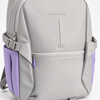 M&G Chenguang Trailblazer 18-Inch School Backpack – Lightweight, Comfortable & Water-Resistant, Grey & Purple - No: ABB904V2M5