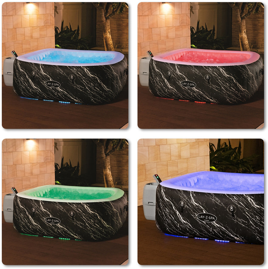 حوض استحمام ساخن قابل للنفخ من بيست واي لاي-زي-سبا هوليوود، موفر للطاقة، فاخر، مزود بإضاءة LED، يتسع لـ 4-6 أشخاص، أبعاده 1.80 متر × 66 سم - رقم المنتج: 6001F
