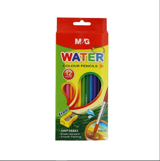 M&G Watercolour Pencils Set 12 Colours + Free Sharpener No: AWP36882
