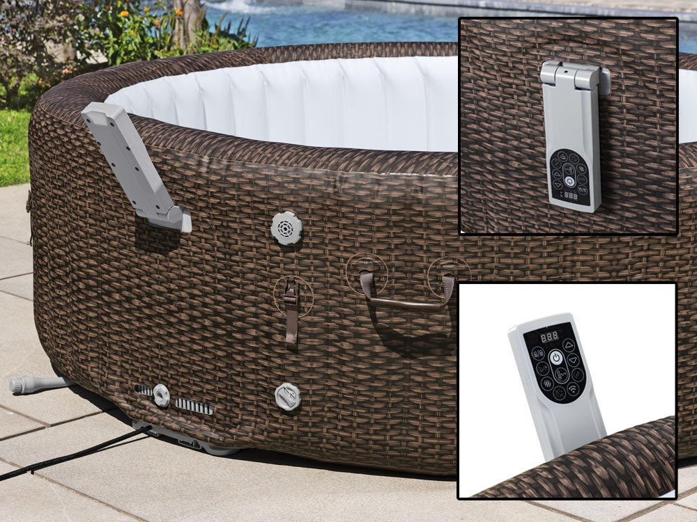 Bestway Lay-Z-SPA Bali Max Hold Energy Sense Ultra Fit Smart AirJet Rattan Round 2.16mx71cm WITH Built-in Intelligence - No:6001P