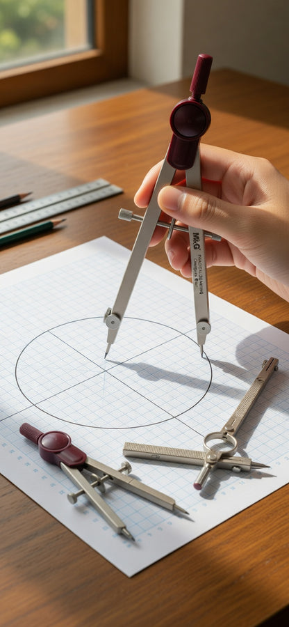 M&G Chenguang Practical Compass Set, 7-Piece for Accurate Geometric Drafting and Technical Drawing - No:ACS908E6