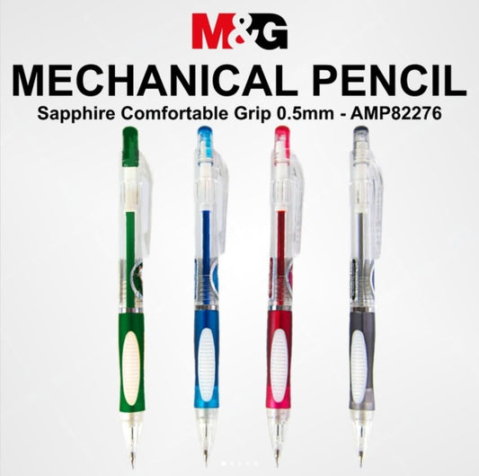 M&G Chenguang Sapphire Mechanical Pencil 0.5mm – Comfortable Soft Grip, Retractable Pencil with Eraser- 1pcs - No:AMP82276