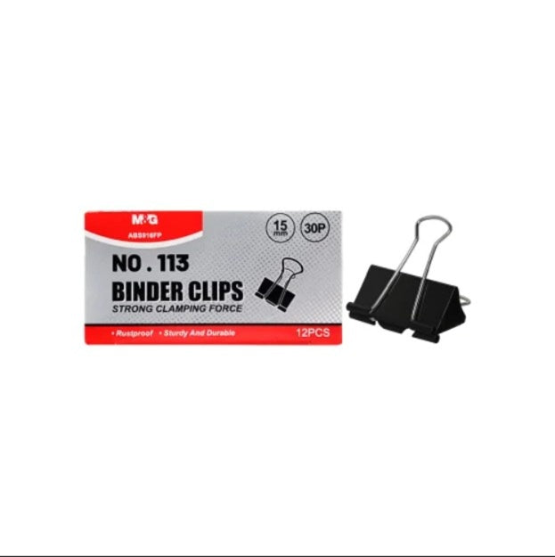 M&G Chenguang Binder Clips – Strong Clamping Force, Assorted Sizes for Office, School & Home Organization - 1pack