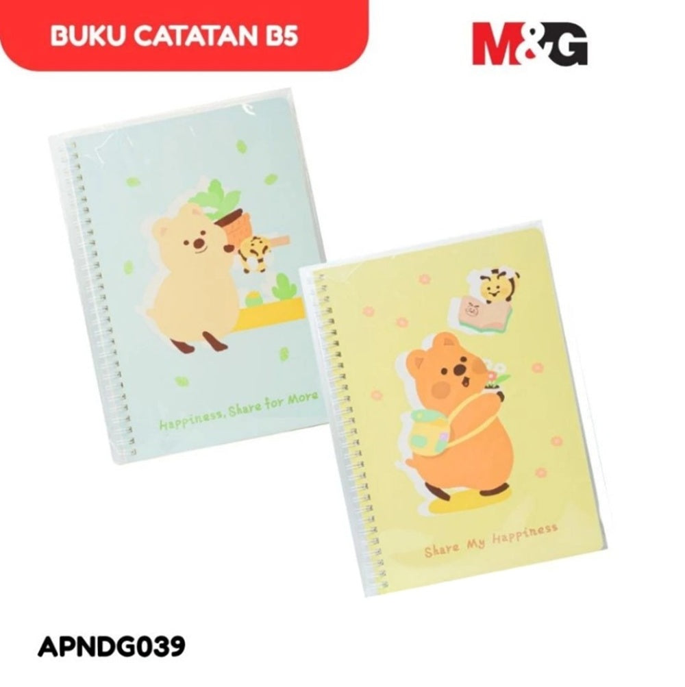 M&G Chenguang Kiki Quokka Spiral Notebook B5  – Ruled, 60 Sheets, 175 × 251 mm - 1pcs - No: APNDG039