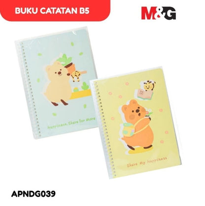 M&G Chenguang Kiki Quokka Spiral Notebook B5  – Ruled, 60 Sheets, 175 × 251 mm - 1pcs - No: APNDG039