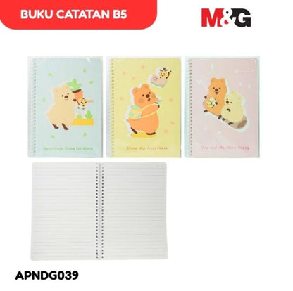 M&G Chenguang Kiki Quokka Spiral Notebook B5  – Ruled, 60 Sheets, 175 × 251 mm - 1pcs - No: APNDG039