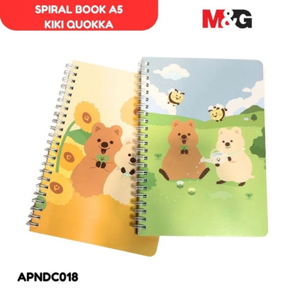 M&G Chenguang Kiki Quokka Spiral Notebook A5 – 60 Sheets, Single Ruled - 1pcs - No:APNDC018