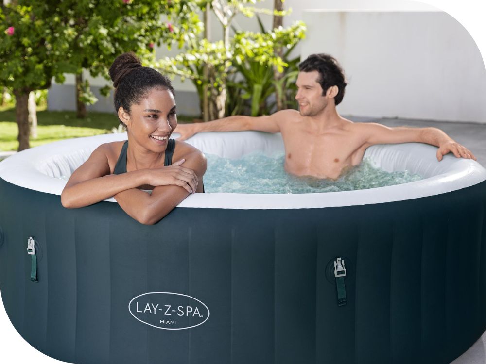 Bestway  4-6 People Tub 1.96m X 66cm Round Dark Green Miami Energy Saving Wave - No:6001D
