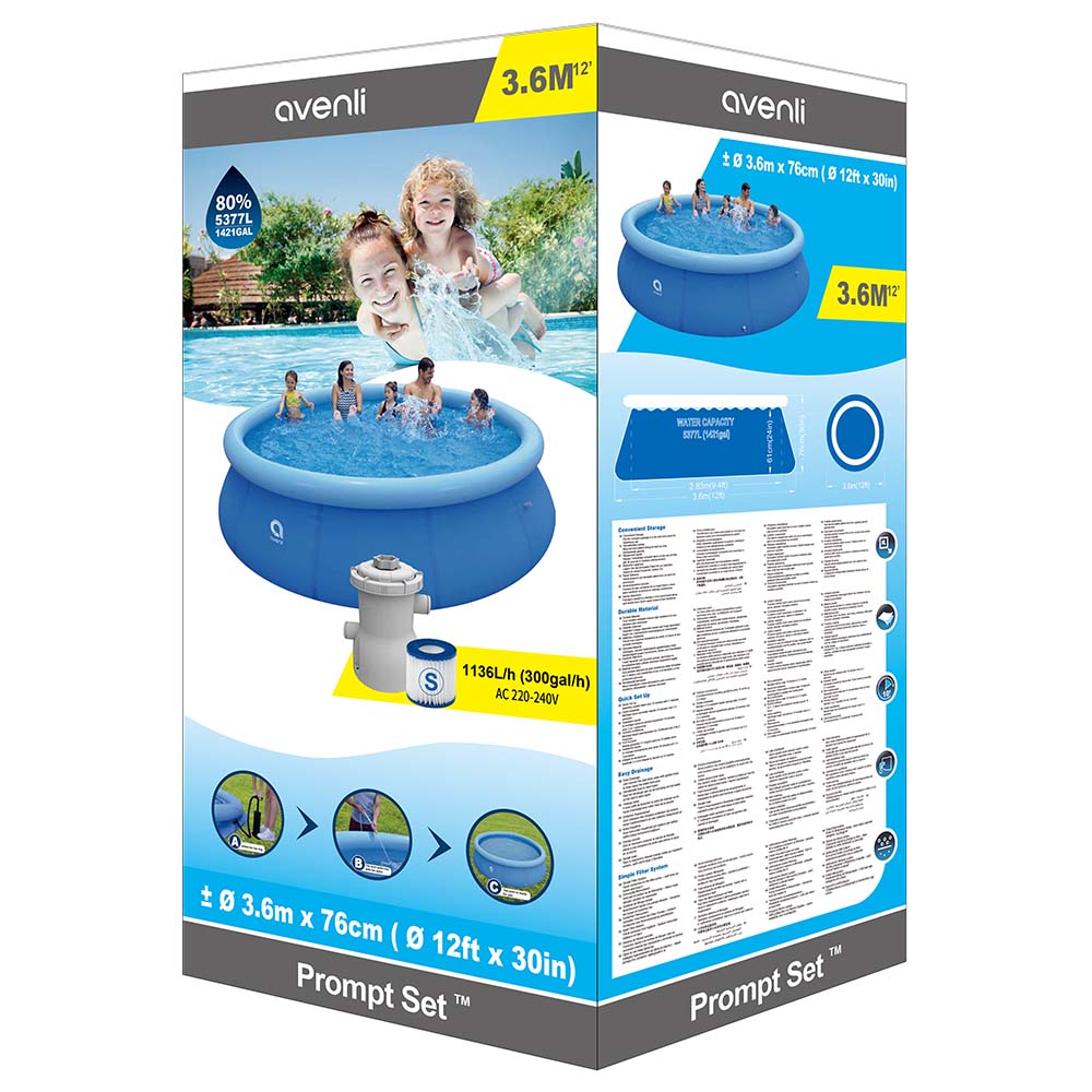 Jilong Avenli Inflatable swimming pool 3.60m*76cm 12ft above ground pool-No:17794EU
