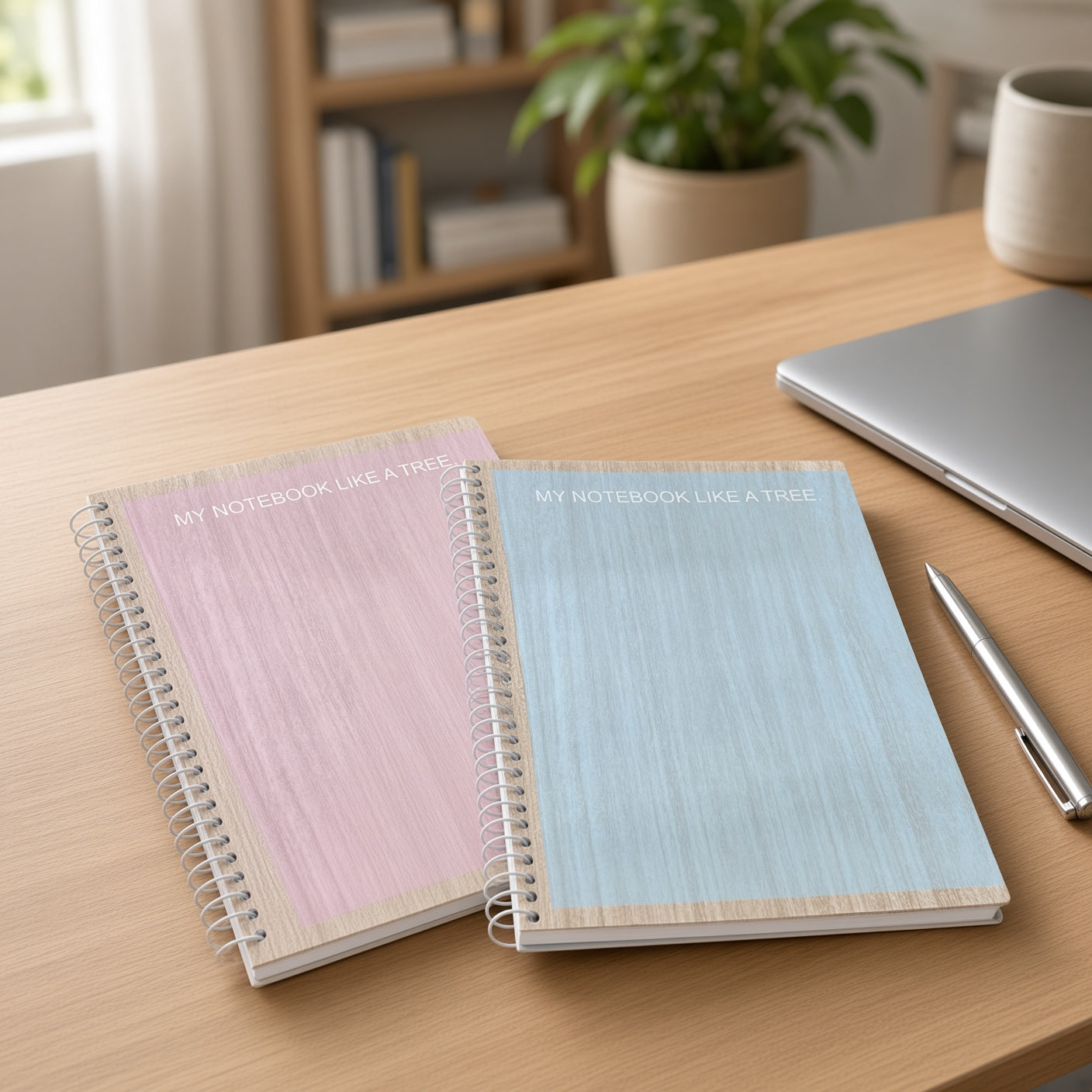 YASSIN Spiral Notebook – 120 Sheets, 70 GSM, 19.8 × 28 cm, Ruled Pages, Wood Design Cover - 1pcs - No: 1339