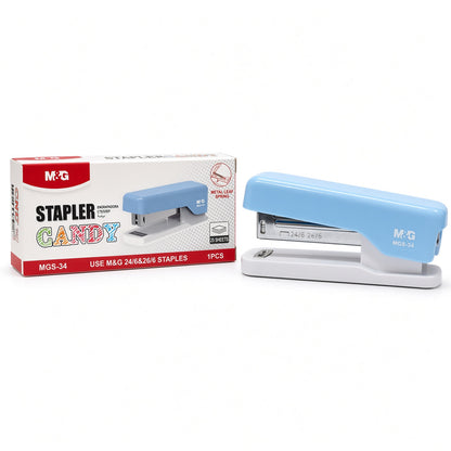 M&G Chenguang MGS-34 Candy Metal Leaf Spring Stapler with 25 Sheets Capacity – Uses 24/6 & 26/6 Staples – 1psc - No:ABS916MR