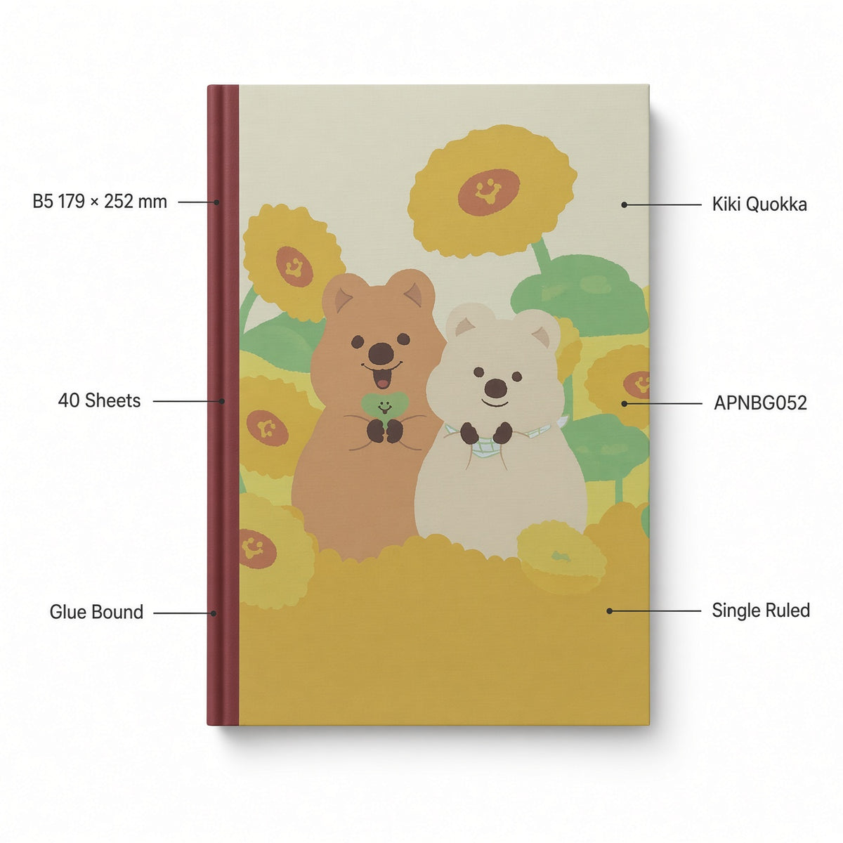 M&G Chenguang Kiki Quokka B5 Glue Book – 40 Sheets, Single Ruled, 179 × 252 mm - 1pcs - No: APNBG052