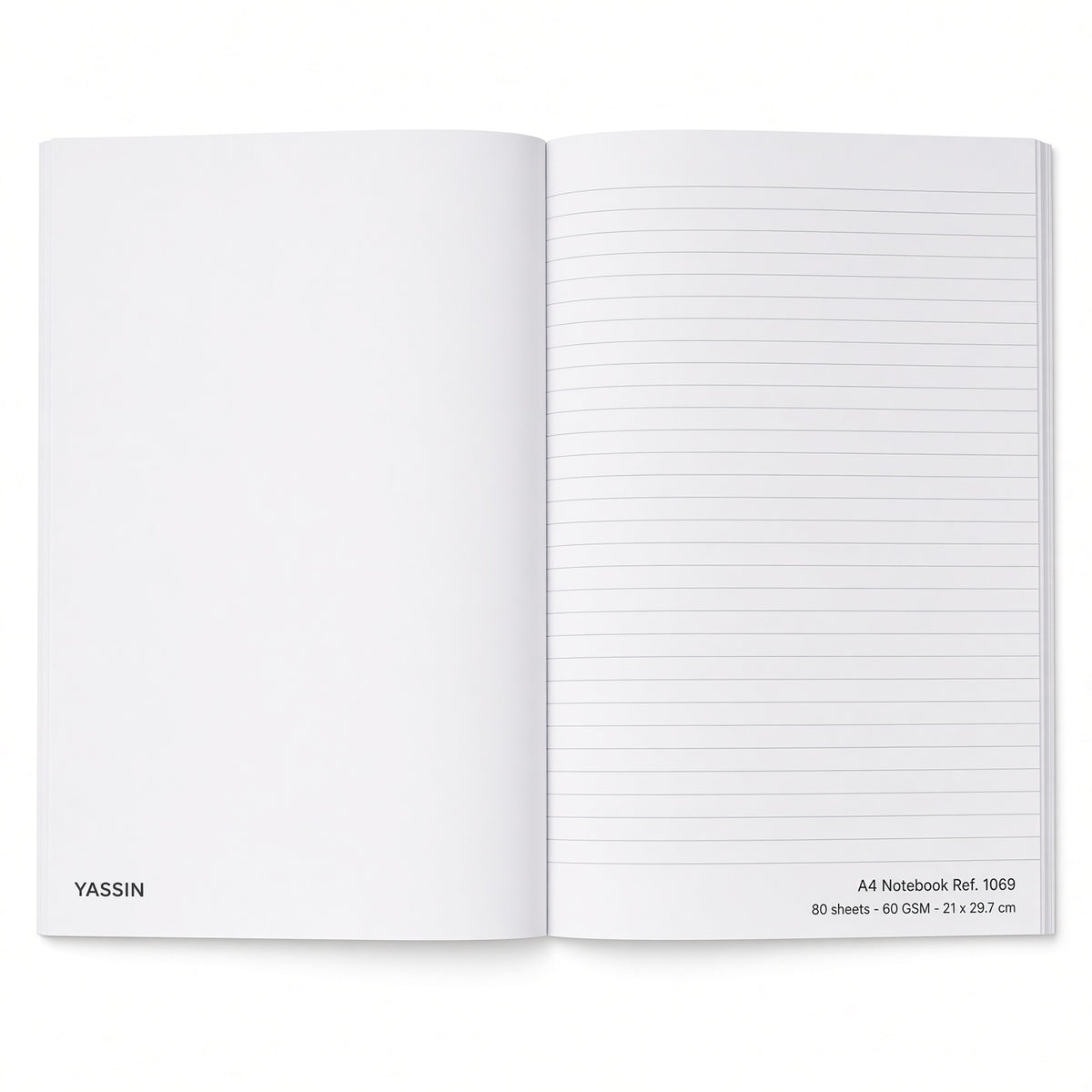 YASSIN A4 Notebook – 60 Sheets, 60 GSM, 21 × 29.7 cm – Blank & Lined Paper – Assorted Covers - 1pcs - No: 1069