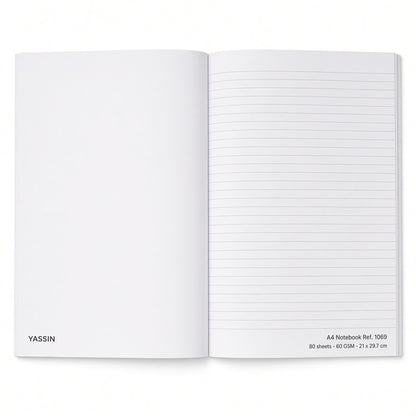 YASSIN A4 Notebook – 60 Sheets, 60 GSM, 21 × 29.7 cm – Blank & Lined Paper – Assorted Covers - 1pcs - No: 1069