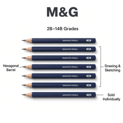 M&G Chenguang Graphite Pencil – 2B / 4B / 6B / 8B / 10B / 12B – Drawing & Sketching Pencil – 1 Piece