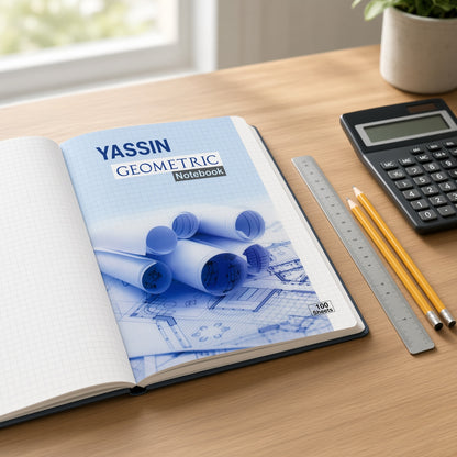 YASSIN Geometric Notebook B5 – 100 Sheets, Grid Ruled, Stapled Notebook, 17 × 25 cm, 60 GSM - No: 0884