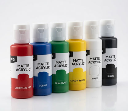 M&G Chenguang Colour Say Matte Acrylic Paint Set – 6 Classic Colors × 60ml | Rich Pigment | Fast Drying | Multi-Surface Acrylic Paint for Canvas, Wood, Paper & Crafts - No: APL976U1