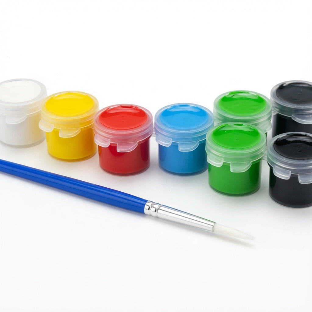 M&G Chenguang Acrylic Paint Set, 6 Bold Vibrant Colors with Brush for Canvas - No: APL976R1