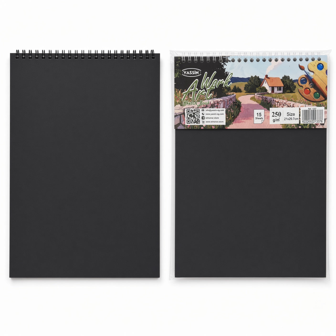 YASSIN Art Work Sketch Book A4 – 15 Sheets, 250 GSM, Spiral Bound Drawing & Sketch Pad white paper, 21 × 29.7 cm  - No: 1337