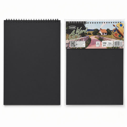 YASSIN Art Work Sketch Book A4 – 15 Sheets, 250 GSM, Spiral Bound Drawing & Sketch Pad white paper, 21 × 29.7 cm  - No: 1337